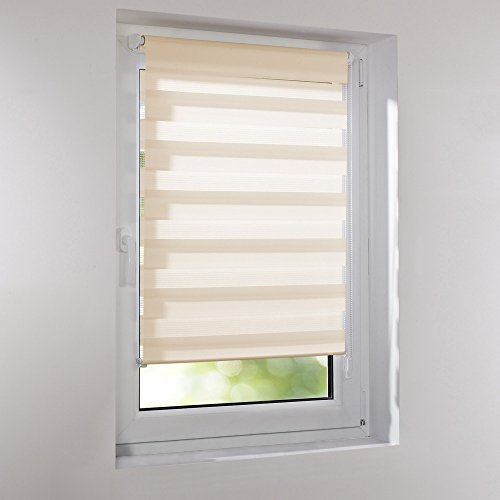 Sonnenschutz-HH - Duo-Rollo Klemmfix Standard mit Montageprofil und inkl. Klemmträger, ohne zu Schrauben und Bohren - Apricot (Creme, beige) 90 cm x 160 cm (B x L)