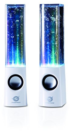 Conceptronic Dancing Water - Kit de 2 altavoces de ordenador USB, blanco