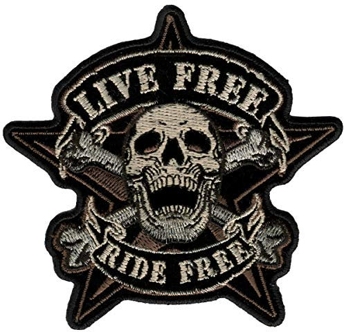 Hot Leathers Live Free Skull Biker Patch (10,2 cm breit x 10,2 cm hoch)