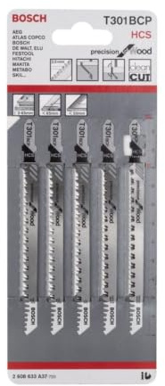 Bosch 2608633A37 Precision Wood Jigsaw Blade, 1 Lug, Pack of 5