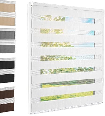 Doppelrollo Klemmfix ohne Bohren Weiß 85x220 cm [Stoffbreite 81cm] Duo Rollo Fensterrollo für Fenster/Türen Gardine Klemmrollo Seitenzugrollo Sichtschutz Sonnenschutzrollo Zebrarollo