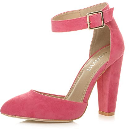 AJVANI high Block Heel Ankle Strap Pointed Court Shoes Size 3 36