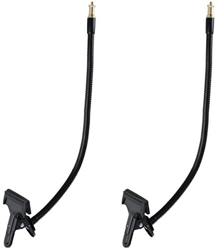 2 x Luxlight® Spring Clamp & Spigot Thread with Flex Arm | Photo Studio Gooseneck Support Camera Light Stand Mount Tripod Grip