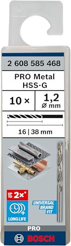 Bosch 2 608 585 468 - Pack de 10 brocas para metal HSS-G, DIN 338 (1,2 x 16 x 38 mm)
