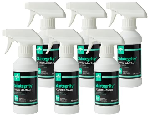 Medline Skintegrity Wound Cleanser, 8 ounce Spray Bottle, for wound cleaning, debridement, removing protein, pressure injuries, infected wounds, spray can be adjusted from mist to stream, Case of 6
