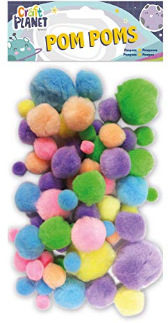 Craft Planet Pom Poms, Pack Of 100 Pastel Assorted Colours, Standard, Loose Fluffy Pompom Balls, DIY Crafting Materials & Supplies, Pompoms Balls For Crafts, Decorations, Christmas, Birthday