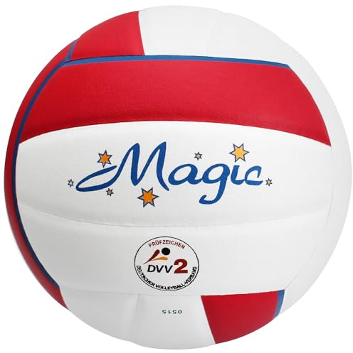 Sport-Thieme Volleyball Magic | DVV-Prüfzeichen 2 | Kreis- bis Verbandsligen | Sehr strapazierfähig | Größe 5 | 65-67 cm Umfang | 260-280 g Gewicht | Indoor | Kunstleder | Butyl