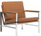 Studio Designs Atlas Moderner Akzentstuhl mit gepolsterten Armlehnen – 74,9 cm B x 81,3 cm T x 83,8 cm H – Sessel für Zuhause oder Büro – Karamellbraun Lederfaserstoff und Chrombeine