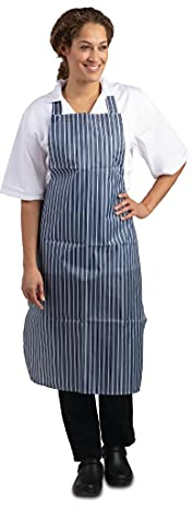 Whites Chefs Apparel Tablier de cuisine imperméable en nylonà rayures bleues et blanches