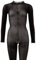 Mandy Mystery Lingerie Catsuit ouvert - verführerischer Overall für sie, hautenger Langarm-Ganzkörpereinteiler mit offenem Schritt, schwarz