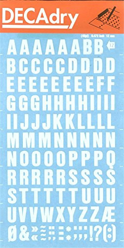 White Letters Transfers - 12 mm - 1 Sheet