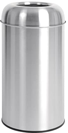 Bolero Stainless Steel Open Bullet Bin 40 Litre, Silver, Matt Finish, Open Top Trash Can, Size: 64(H)cm, Waste Bin, GK972