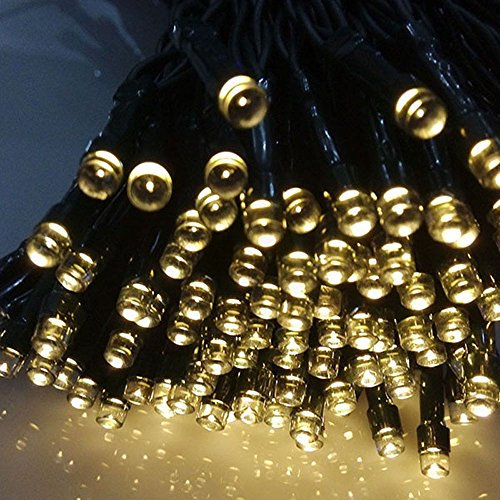 RunQiao 500 LED Solar Fairy String Lights Outdoor Garden Waterproof 164ft/ 50m Warm White for Trees Patio Fence Wedding Party 8 Modes with Remote ，USB Charging