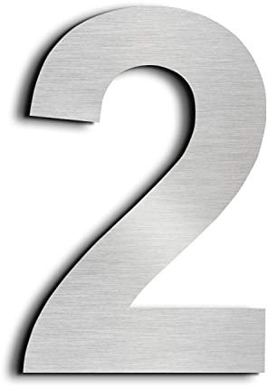 nanlyiau 6in/15.3cm Numeri civici Numero di acciaio Numero civico esterno in Solido Acciaio Inossidabile 304,Aspetto Fluttuante(6in 2)