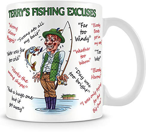 personalised4u Fishing Excuses Funny Ceramic Coffee Mug – (Name Can Be Added)