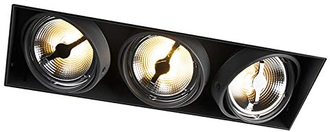 Qazqa - Recessed Spotlight I Downlight Black G53 AR111 Trimless - Oneon 111-3- - Design - Suitable for LED G53 | 3 Way Light - Steel Recessed Way Light - Suitable for Living Room I Kitchen I Bedroom