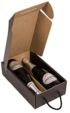 Only Boxes, Estuche para 2 botellas, Caja de cartón para cava o champagne, Caja de color negro mate, 4 Unidades