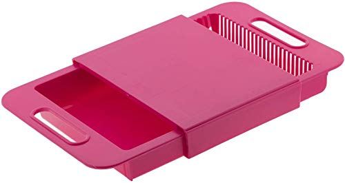 Bricozone Tagliere Antibatterico da Lavello Tagliere Multifunzione con Colino Integrato Dotato di Maniglie per Essere più Pratico E Facile da Trasportare 36 x 23 x 4 cm (Fuxia)
