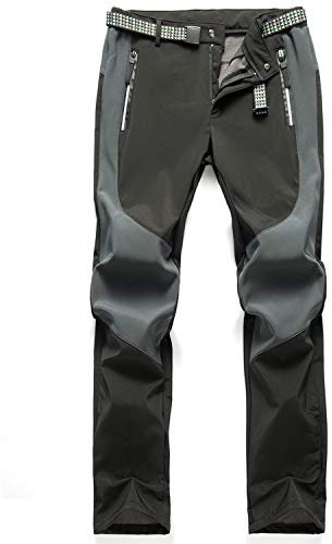 SUKUTU Pantaloni da Trekking da Uomo in Pile da Esterno Pantaloni Invernali da Arrampicata da Sci Caldi Antivento