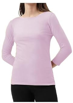 Women's Long Sleeve Round Neck T-Shirt Top – Lightweight Viscose Material – Comfortable Regular Fit – Casual Everyday Style – Soft Breathable Fabric – All Seasons (Baby Pink, 10, Numeric_10)