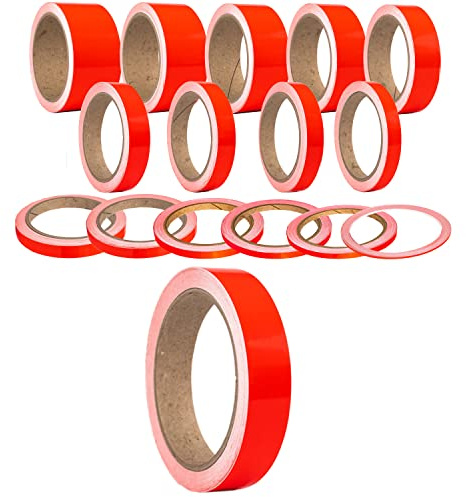 Leuchtfarben Neon Rot auffällige Klebestreifen Zierstreifen Dekor Bänder Autostyling Stripe Decal Pinstriping Markierungsleisten Warnstreifen Begrenzungsbänder (35 mm, Neon Rot)