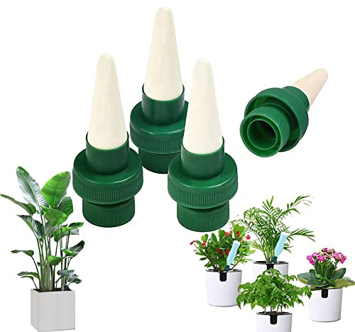 MKNZOME Irrigation Goutte a Goutte Bouteille, 4 Pièces Arrosage Goutte à Goutte en Céramique Arroseur Automatique Plantes Système D'Irrigation Automatique pour Jardin Maison Intérieur Extérieur