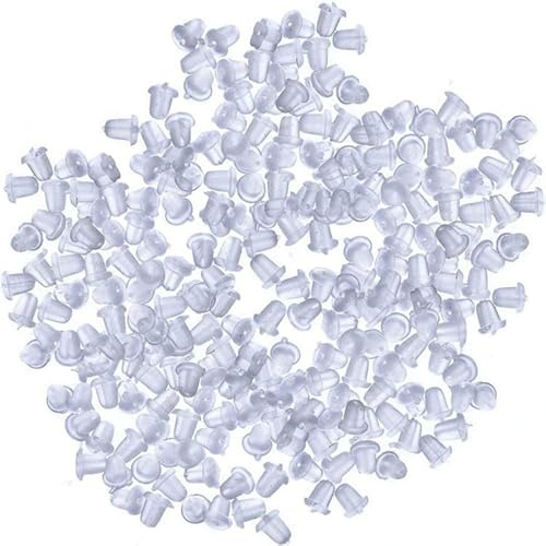 500 Stück Stopper Ohrstecker Schnalle Universal Ohrring Sicherheit Ohrring Kugel Ohrstecker FüR Damen Verschluss Ohrring Stopper Kunststoff Weiß Transparent 5mm * 5mm Ohrringstecker