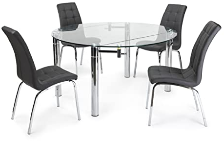 MerkaHome - Mesa de Comedor Extensible Cristal 146x90 cm Oslo
