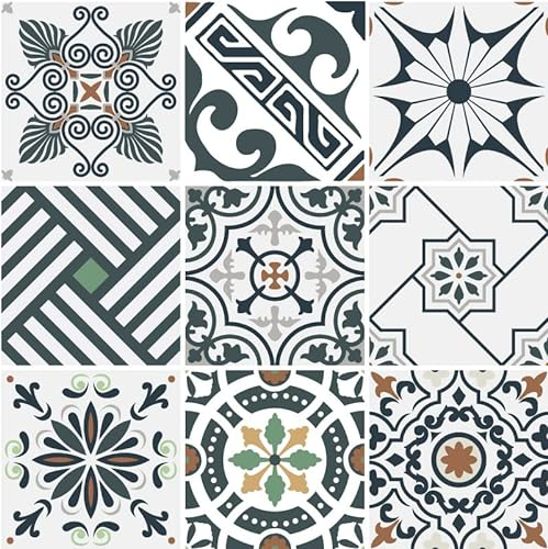 Wunderwand Fliesenaufkleber für Küche & Bad - Klebefliesen - Fliesen Einfach Überkleben - Mediterran Patchwork (9, 10 x 10 cm)