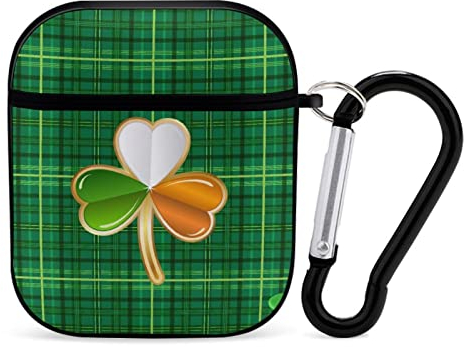 Airpods-Hülle Klee Auf Schwarzem Grünem Gitter Airpod Hard Case Cover Kopfhörerhüllen Für Apple Airpods1 Airpods2