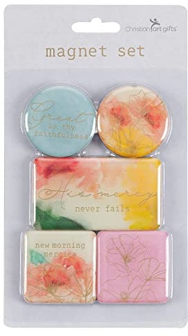 Christian Art Gifts 5 Piece Inspirational Religious Refrigerator Magnet Set for Women: Encouraging Quotes of Faith w/Multicolored Florals & Gold, Cute & Encouraging Decorative Gift for Home & Kitchen