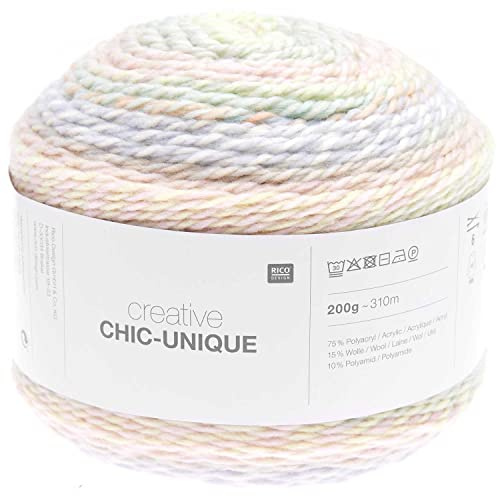 Rico Design Creative Chic-Unique Bobbel Farbverlaufswolle Nadelstärke 6 mm zum Stricken und Häkeln, 200g (13 spring)