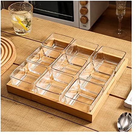 LUCBEI ensaladera 9 bocadillos de Vidrio de Vidrio y chasis Restaurante en casa Fruta Dividida Bocadillo de Fruta Seca Plato de Plato de Plato for mueca tazón pequeño (Color : B)