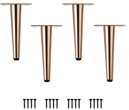Möbelfüße 4 Stück Möbelbeine Kegel Schräg/Vertikale Möbelfüße Edelstahl mit rutschfeste Gummibasis DIY für TV-Schrank Bett Sofa Badschrank
