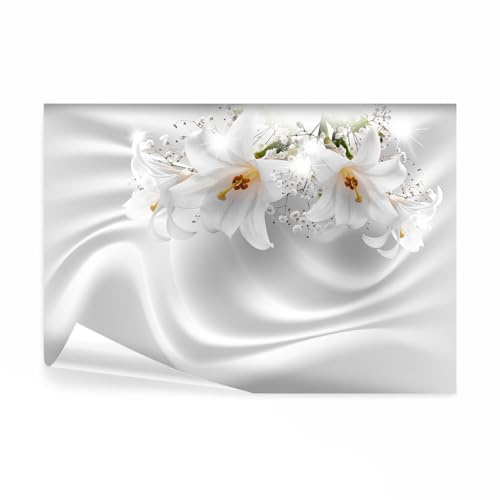 decomonkey Premium Fototapete Blumen Lilien 3D Effekt, 400x280 cm, XL | Abstrakt, Vlies, Schlafzimmer, Wohnzimmer, Design, Tapete, Fototapeten, Tapeten, Vliestapete, Wandtapete, moderne, Wandbild