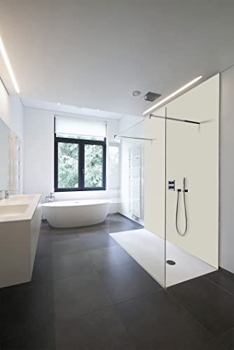 WALLando Premium Duschrückwand 250 x 100 cm – Einfach zu montierende Wandverkleidung für Dusche & Bad – Hochwertige PVC-Duschwand, einfarbig & seidenmatt – Beige Grau