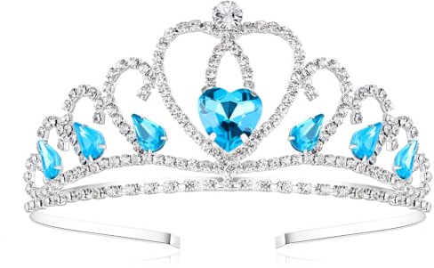 Lovelyshop Enchanting Blue Heart Tiara for Little Girls - Multi-Layered with Sparkling navy Diamonds, Ideal for Princess Parties and Costume Dress-Up