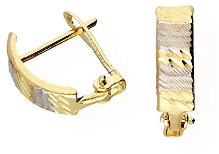 EDLE 585 Gold CREOLEN, 585 Gelb-Weißgold, GOLDOHRRINGE, 14 Karat, BICOLOR !!!