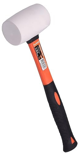Edward Tools White Rubber Mallet Hammer - Non marking - Durable Eco-Friendly Hammer for Flooring, Camping, Tent Stakes, Woodworking, Pavers - Ergo Grip Handle - Flat Surface Head (16 oz)