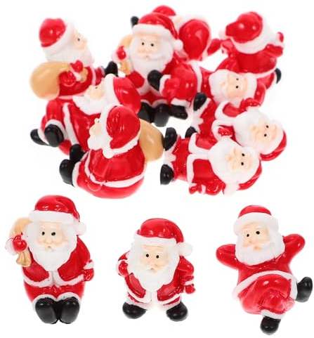 Warmhm 12 Mini-Weihnachts-Weihnachtsmann-Figuren Miniatur-Weihnachtsmann-Ornamente Weihnachtsfiguren Große Mikro-Landschaftsdekorationen (Gemischter Stil)