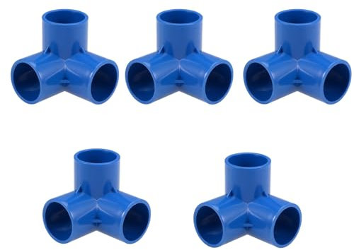 TA-VIGOR Lot de 5 raccords coudés 3 voies en PVC pour meubles 32 mm Bleu