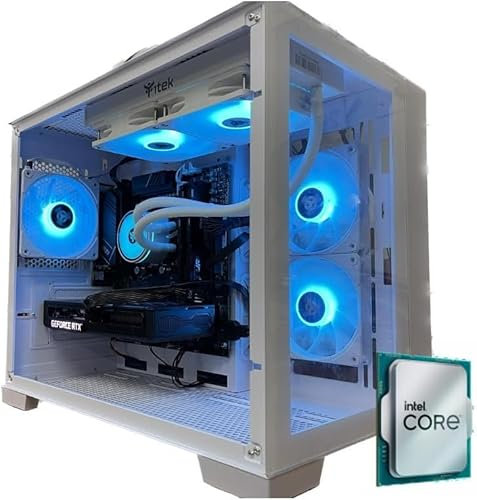 EMCA4 Computer Gaming PC Assemblato i5-14600KF - RTX 4070 12GB - SSD M.2 1TB nvme GEN4 - Ram 32GB DDR5 6000mhz XMP - B760 - ARGB - Windows 11 - DISSIPATORE A LIQUIDO - Bianco/White