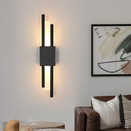 Riserva Wandleuchte LED Innen Schwarz, 10W Modern Wandlampe, Kreative Lange Wandleuchte für Schlafzimmer, Wohnzimmer, Korridor, Treppe, Flur, Warmweiß 3000K