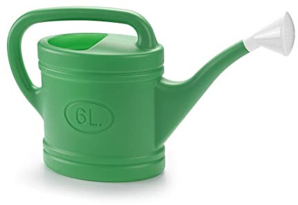 PlasticForte Regadera clásica de 6 litros, Verde, Resistente y Vibrante regadera de jardín