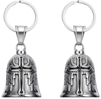JNNJ 2 Stücke Motorrad Wächterglocke Schlüsselanhänger, Motorradglocke Schlüsselanhänger Mit Ring Zum Aufhängen, Motorrad Schlüsselanhänger Klingel Für Autos(Schwarz)