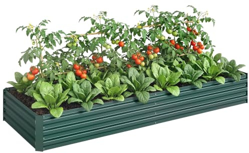 Outsunny Galvanised Raised Garden Bed Open Bottom 241 x 90.5cm Green | Metal Elevated Planter Box, Outdoor Flower Pot, for Growing Flowers, Herbs