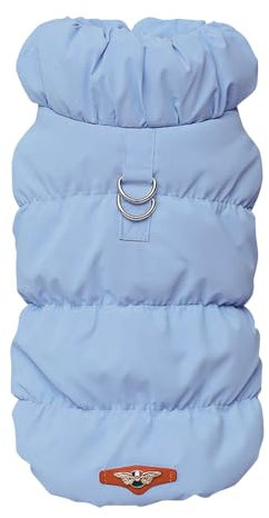 MOTTDAM Hunde-Wintermantel, warme Fleece-Weste, wasserdicht, winddicht, mit D-Ring für kleine, mittelgroße und große Hunde (Hellblau, L)