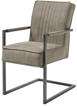 möbelando Armlehnstuhl >Linda< (2er-Set) in Taupe/anthrazit - 51,5x92x70 (BxHxT)