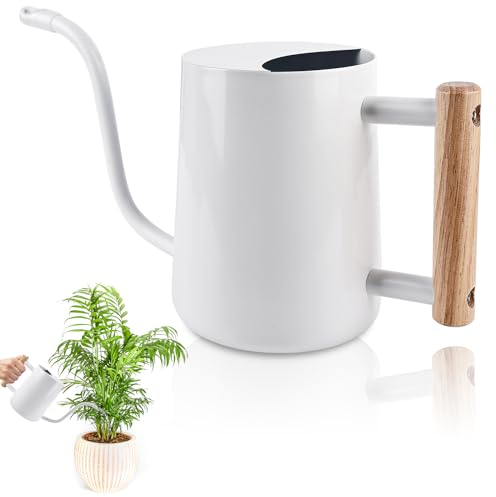 Regadera para Plantas de Interior, Regaderas Pequeñas Modernas para Plantas de Riego al Aire Libre, Regadera Larga para Plantas de Jardín, Regadera para Bonsai, Flores Pequeña (Blanca)