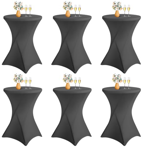 LYAFS 6er-Set Stretch Stehtisch Husse für Bistrotisch Ø 80-85 cm Elegante,Verstärkung im Fußbereich,Stretch-Husse Dunkelgrau Hussen für Stehtische und Bistrotische (Dunkelgrau, 80 x 110 cm)
